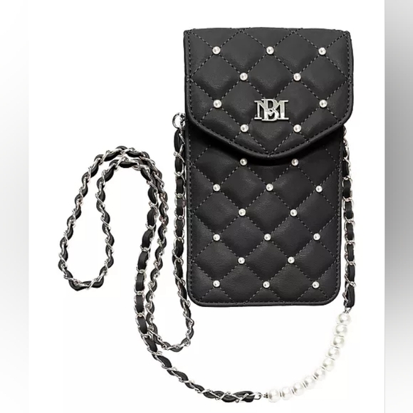 Badgley Mischka Handbags - Badgley Mischka Black Pearls Dtrap Phone Case
